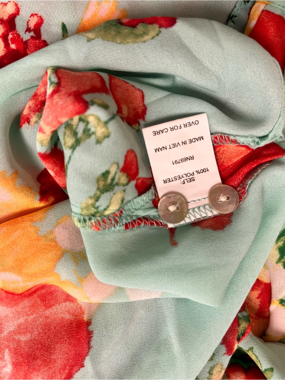 fig and flower Mint Green Floral Patchwork Button-Front Tunic - Picture 6 of 9